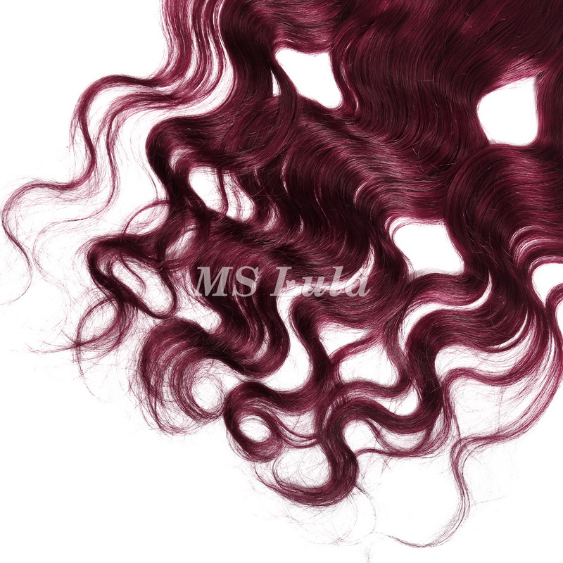 Body Wave #99J Virgin Human Hair 4x4 13x4 Transparent Lace Closure/Frontal - 图片 12
